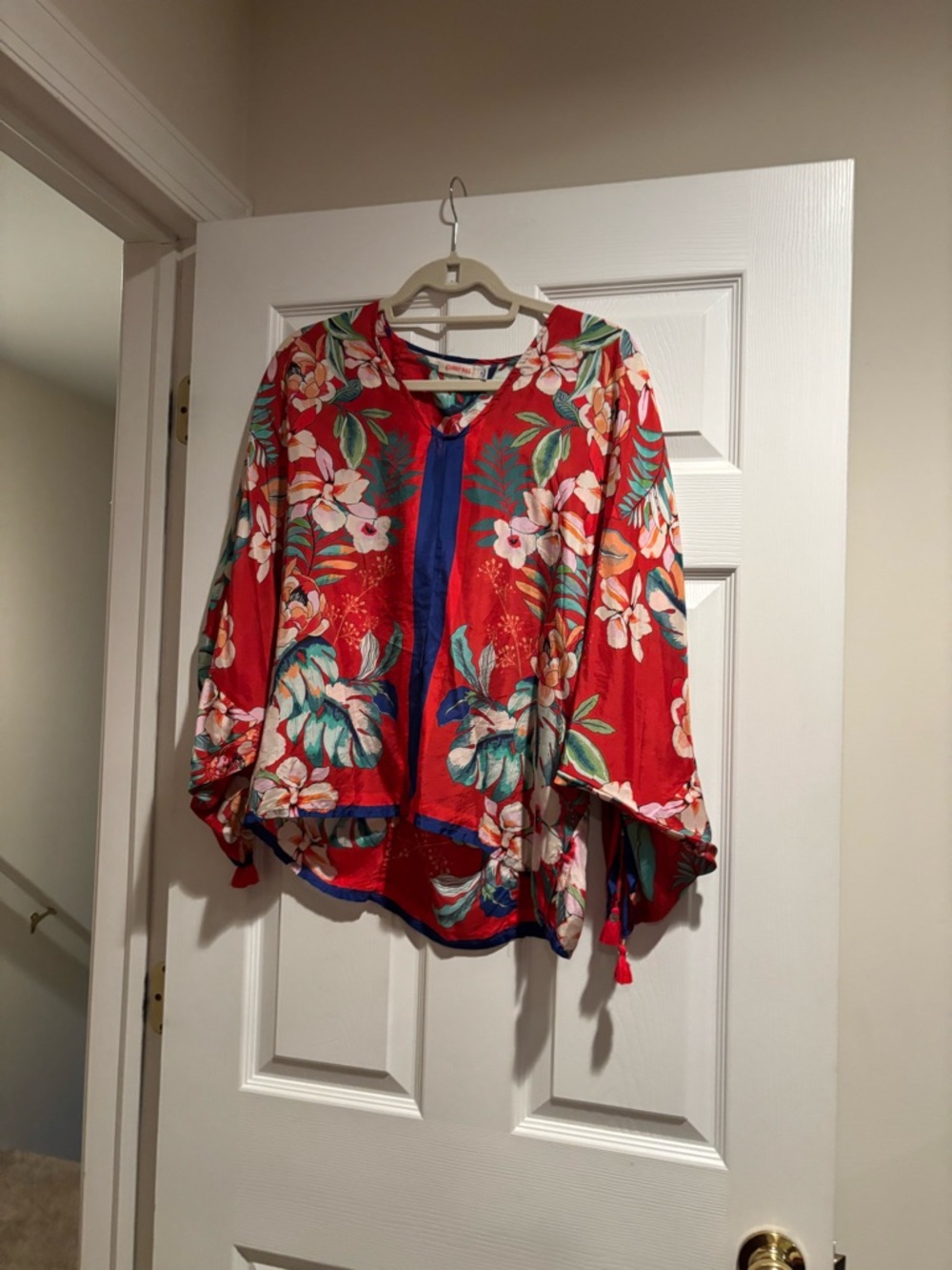 Johnny Was Red Floral Top